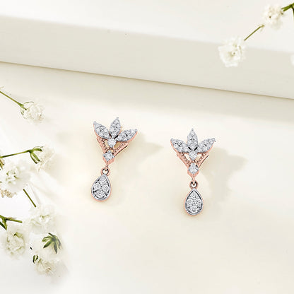 Angel Bloom Diamond & Gold Drops & Danglers Earrings for Women