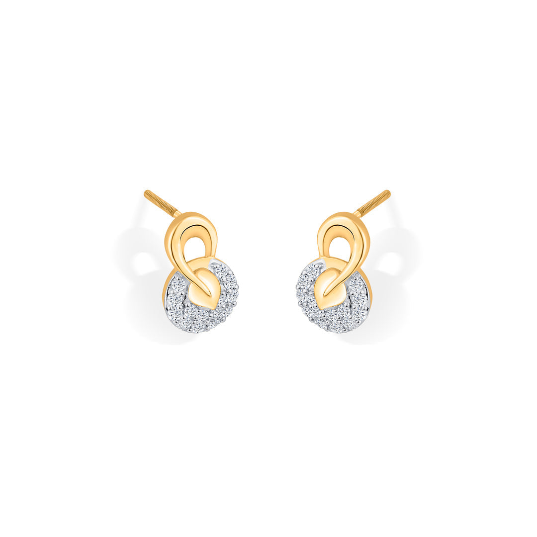 Lustrous Circles Diamond & Gold Stud Earrings for Women