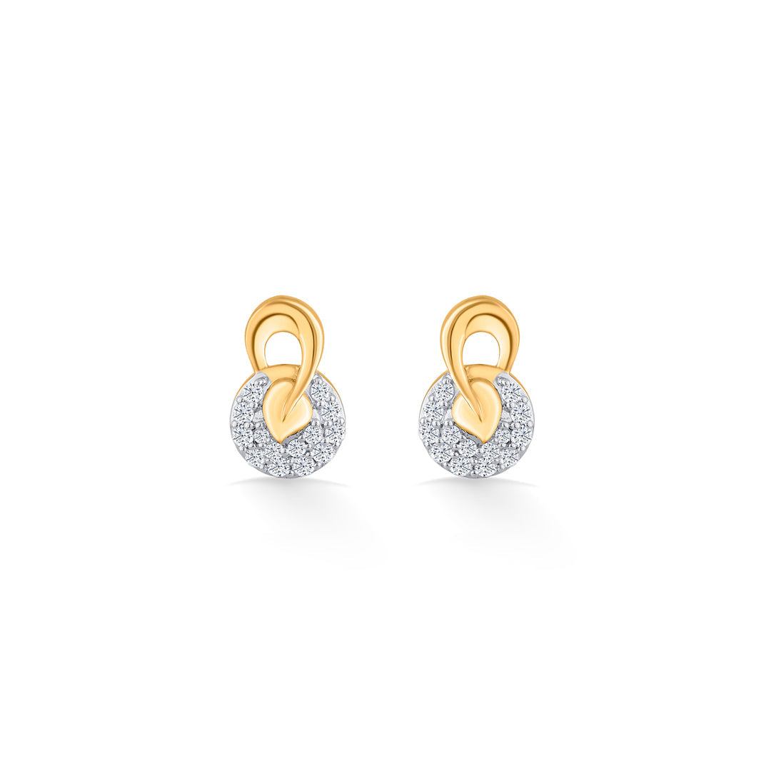 Lustrous Circles Diamond & Gold Stud Earrings for Women