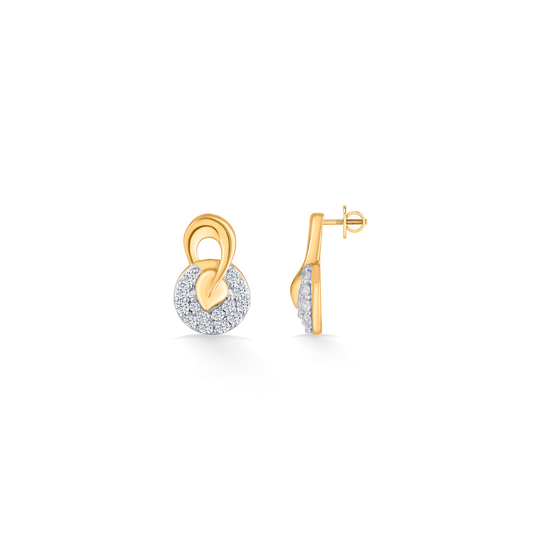 Lustrous Circles Diamond & Gold Stud Earrings for Women