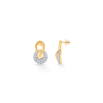 Lustrous Circles Diamond & Gold Stud Earrings for Women