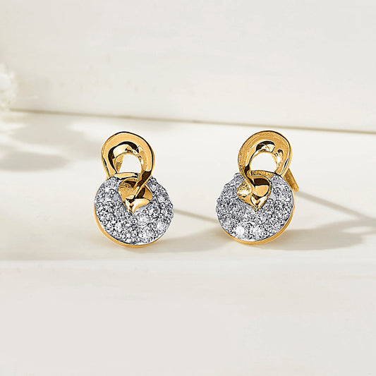 Lustrous Circles Diamond & Gold Stud Earrings for Women