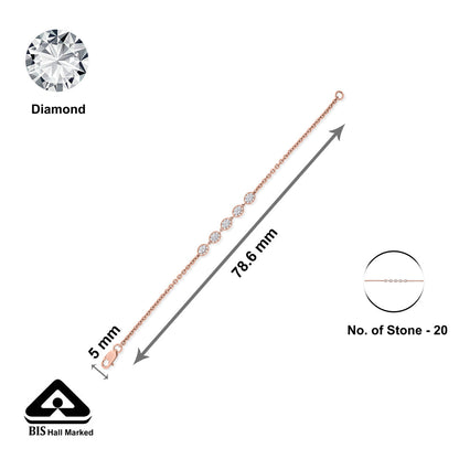 Multi Spark Diamond & Gold Flexible Bracelet for Women