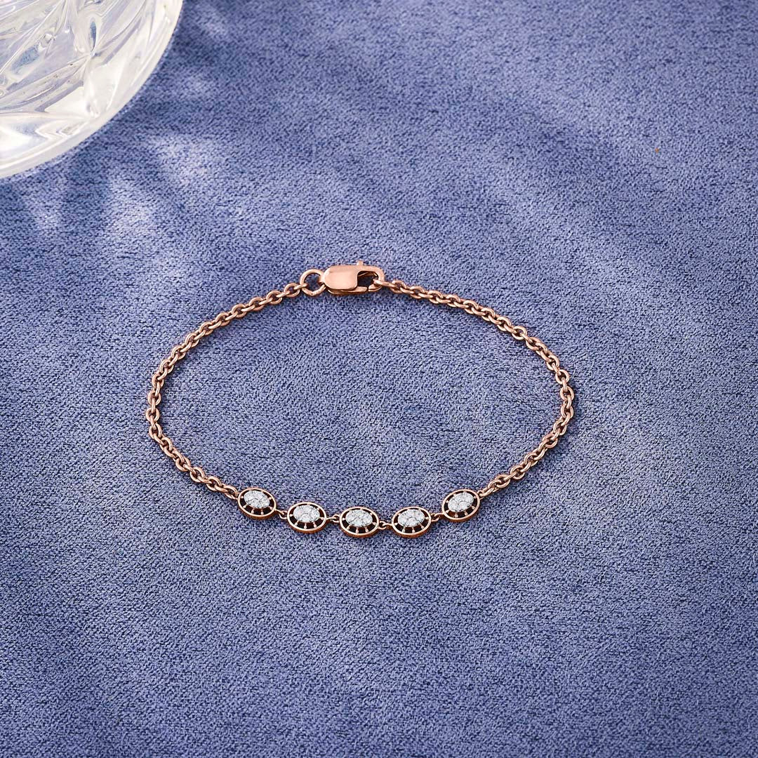 Multi Spark Diamond & Gold Flexible Bracelet for Women