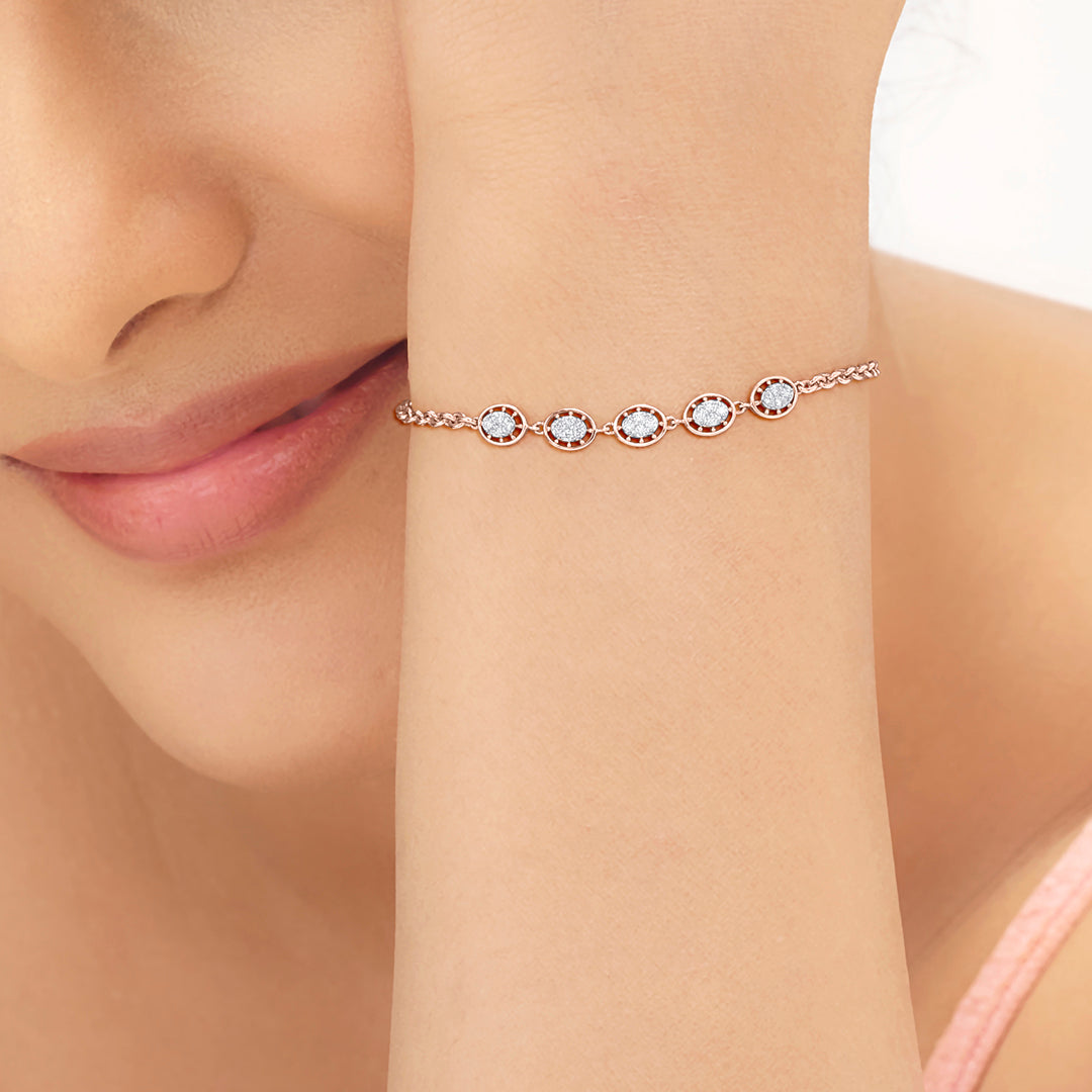 Multi Spark Diamond & Gold Flexible Bracelet for Women