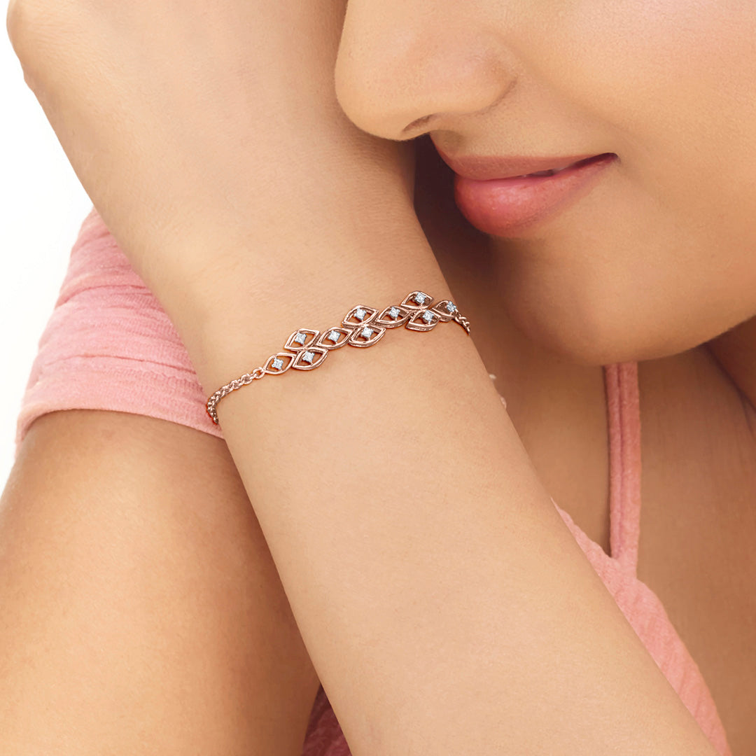 Artful Glow Diamond & Gold Flexible Bracelet for Women