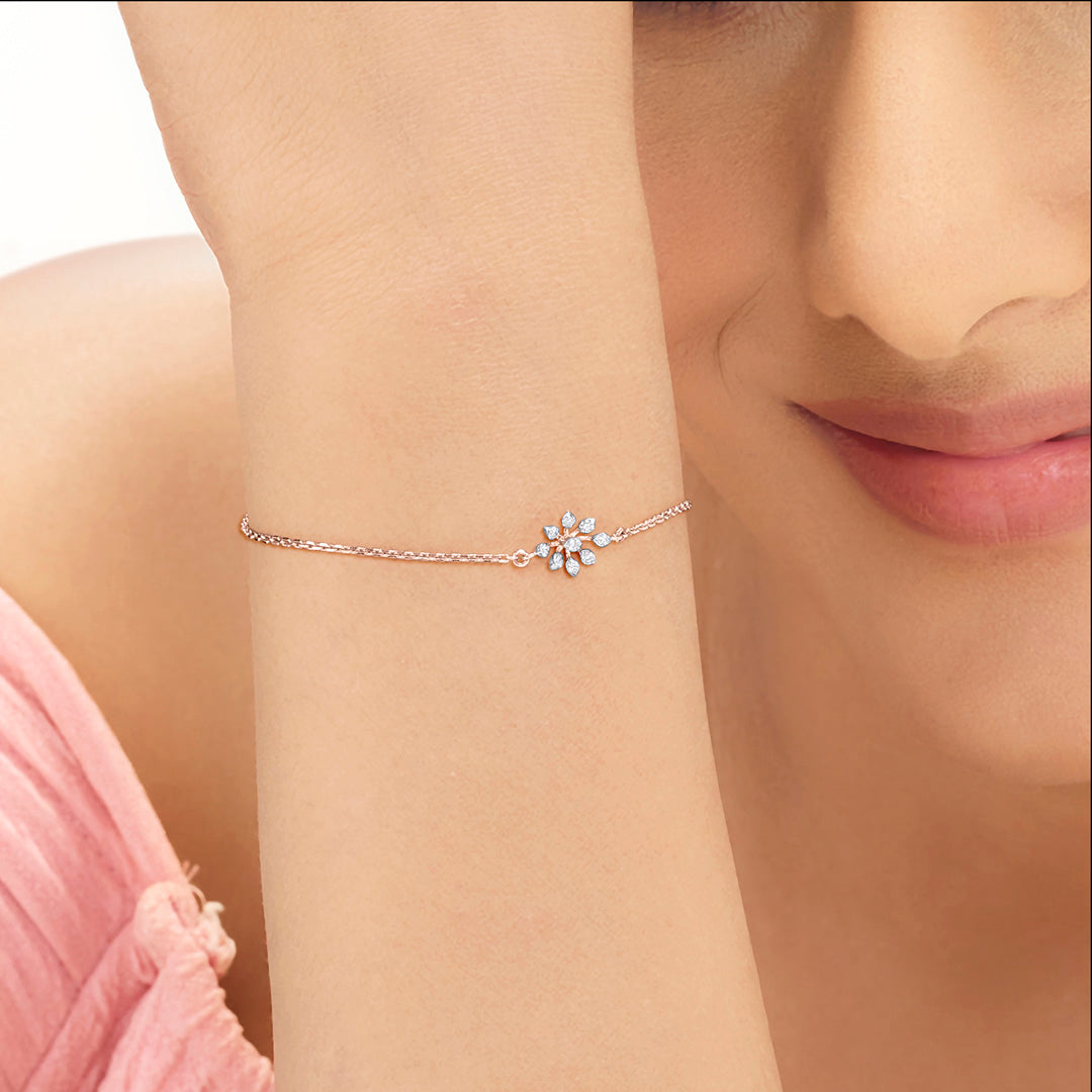 Lily Shine Diamond & Gold Flexible Bracelet for Women