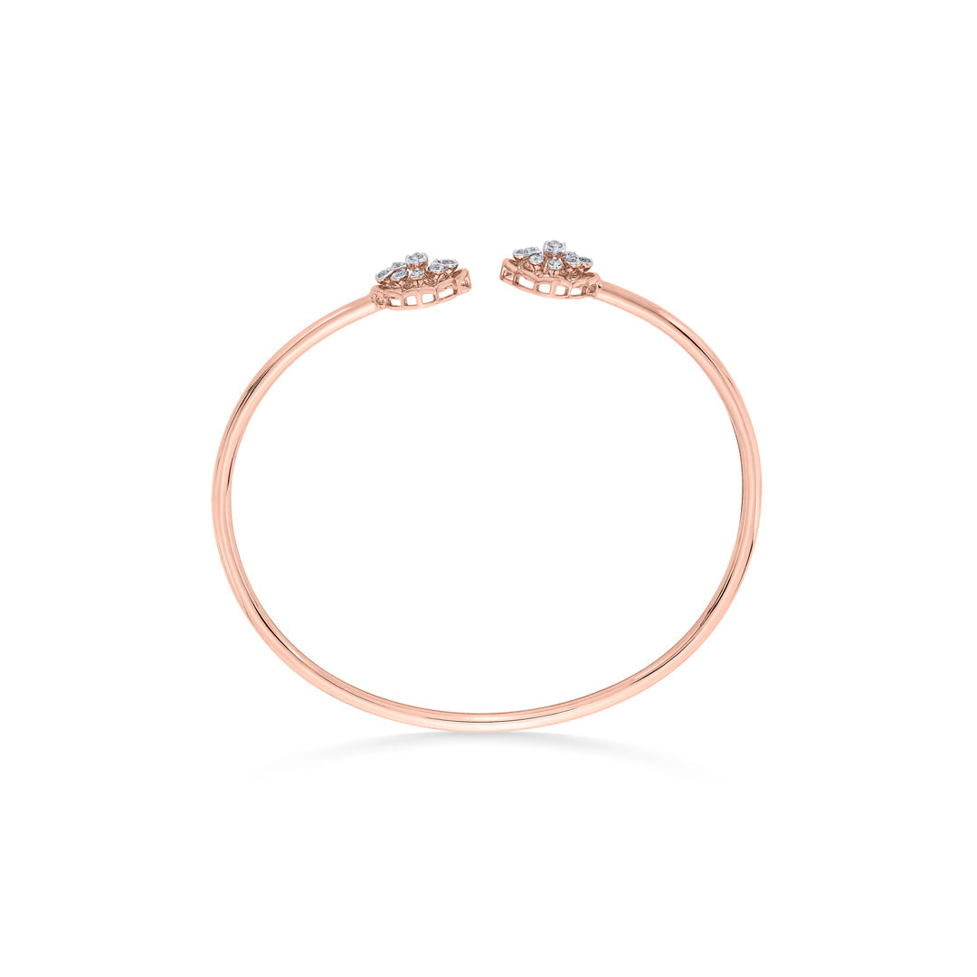 Dual Orbs Diamond & Gold Oval Bracelet for Women