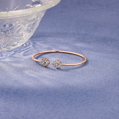 Dual Orbs Diamond & Gold Oval Bracelet for Women