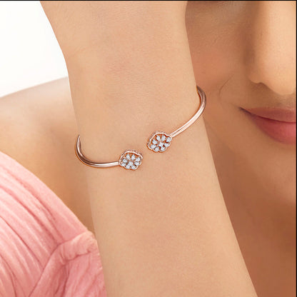 Dual Orbs Diamond & Gold Oval Bracelet for Women