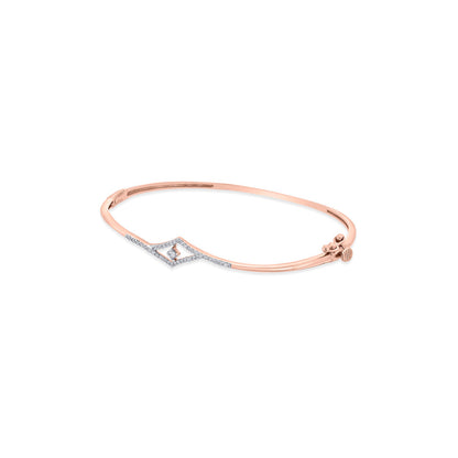 Double Prism Diamond & Gold Oval Bracelet for Women