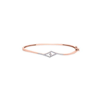 Double Prism Diamond & Gold Oval Bracelet for Women