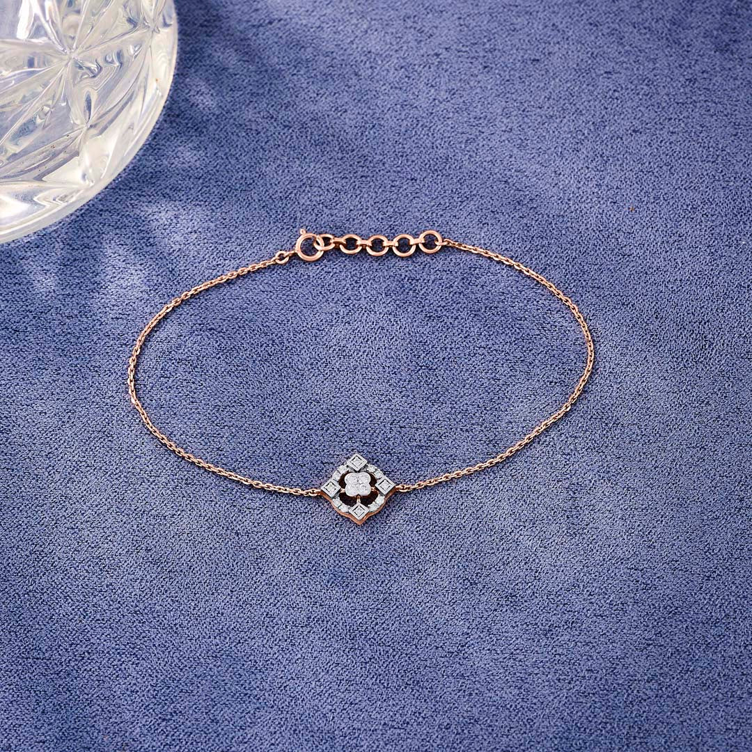 Bloom Glow Diamond & Gold Flexible Bracelet for Women