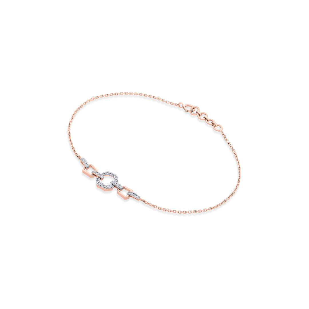 Halo Link Diamond & Gold Flexible Bracelet for Women