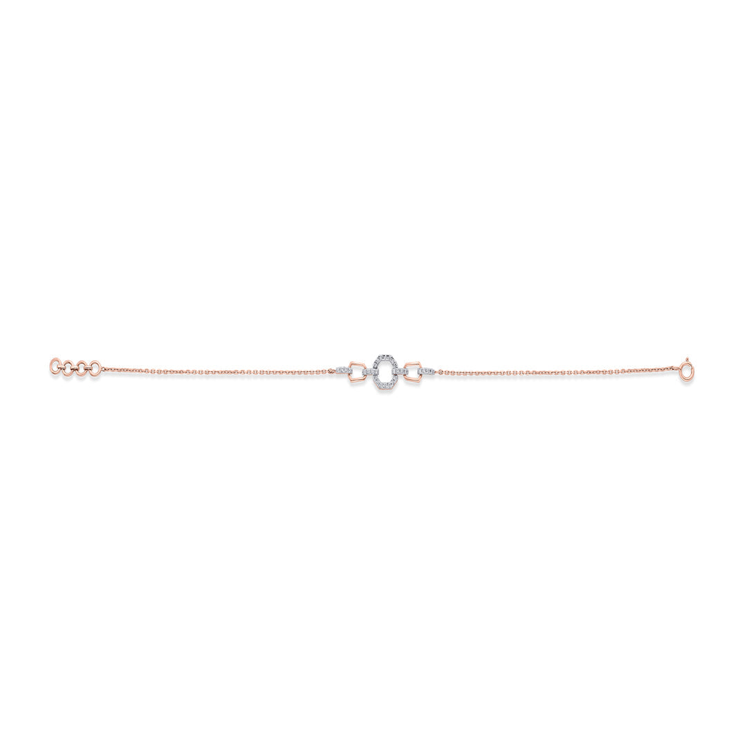 Halo Link Diamond & Gold Flexible Bracelet for Women