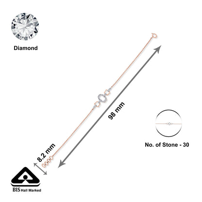 Halo Link Diamond & Gold Flexible Bracelet for Women
