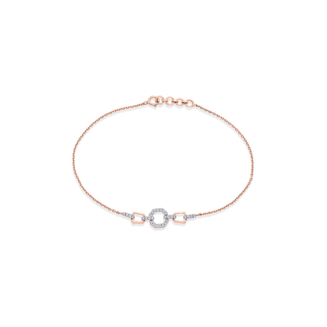 Halo Link Diamond & Gold Flexible Bracelet for Women