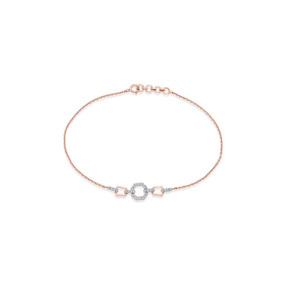 Halo Link Diamond & Gold Flexible Bracelet for Women