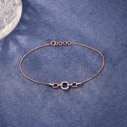 Halo Link Diamond & Gold Flexible Bracelet for Women