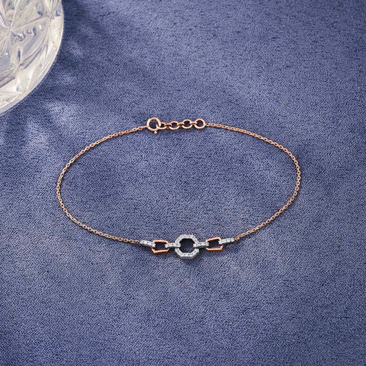 Halo Link Diamond & Gold Flexible Bracelet for Women