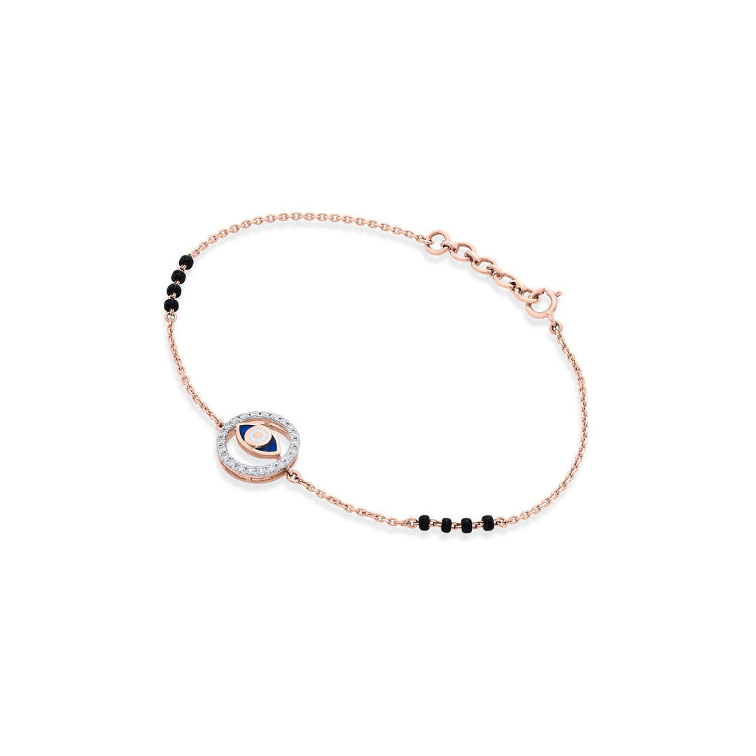 Evil Eye Charm Diamond & Gold Mangalsutra Bracelet for Women
