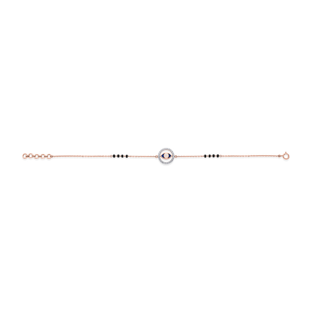 Evil Eye Charm Diamond & Gold Mangalsutra Bracelet for Women