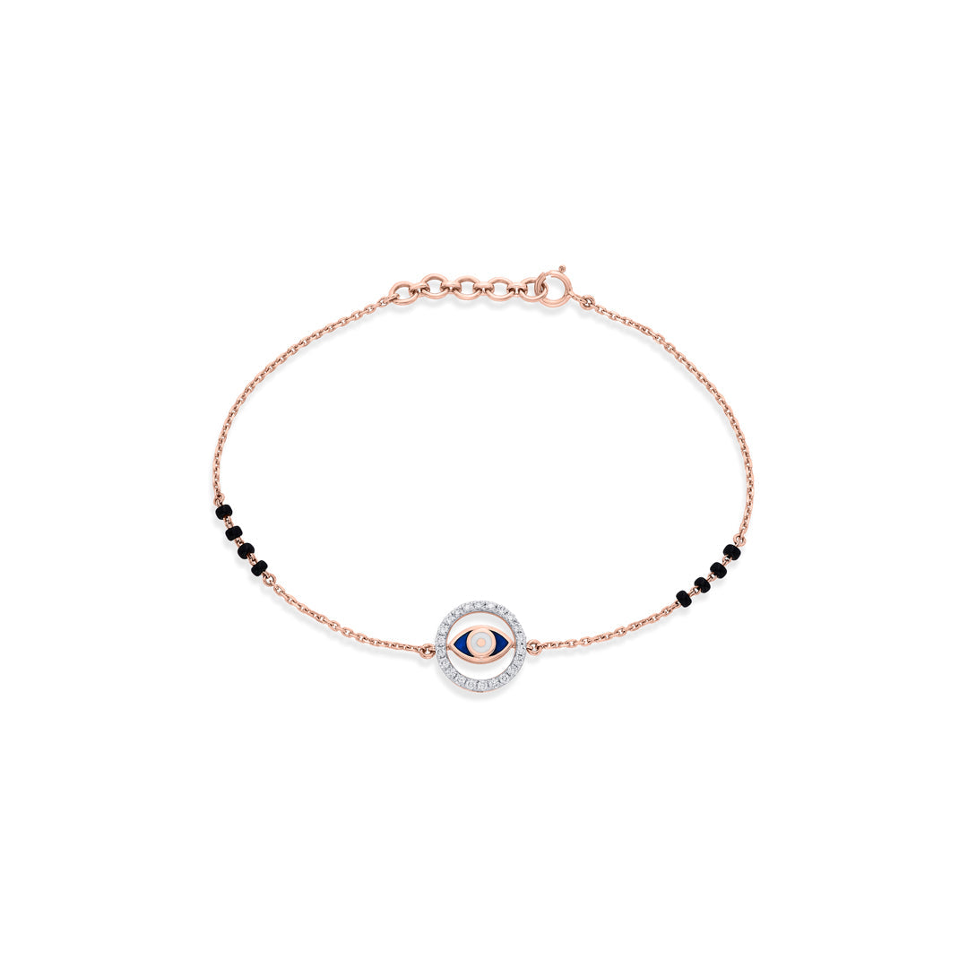 Evil Eye Charm Diamond & Gold Mangalsutra Bracelet for Women