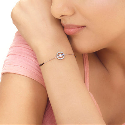 Evil Eye Charm Diamond & Gold Mangalsutra Bracelet for Women