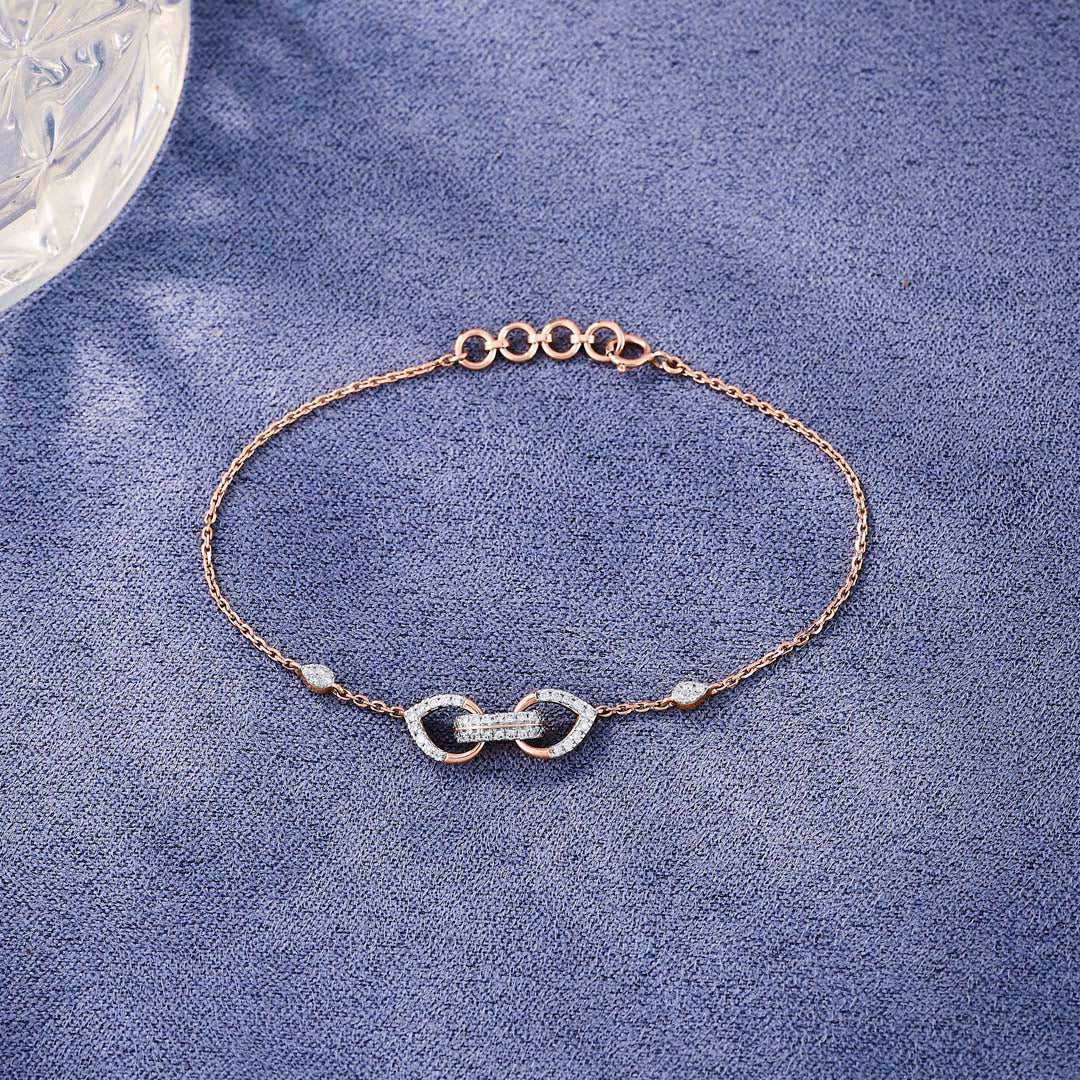 Bond Link Diamond & Gold Flexible Bracelet for Women