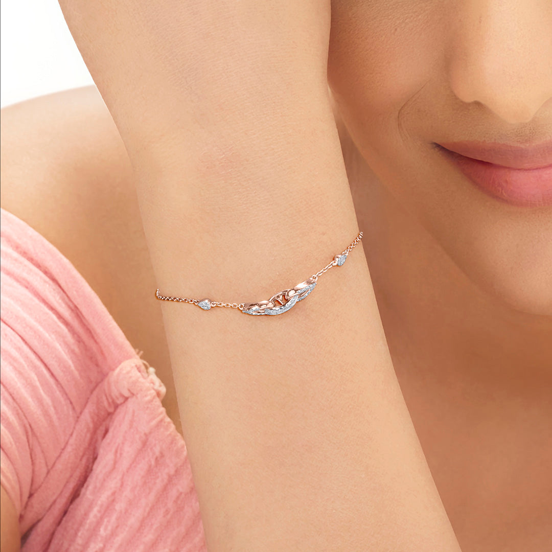 Bond Link Diamond & Gold Flexible Bracelet for Women
