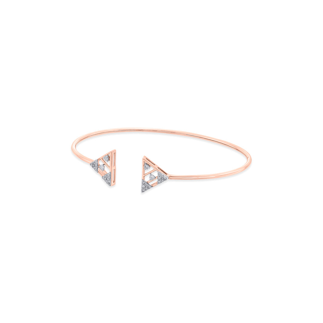 Dual Peaks Diamond & Gold Oval Bracelet for Women