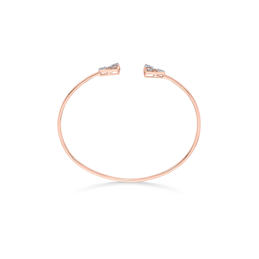 Dual Peaks Diamond & Gold Oval Bracelet for Women