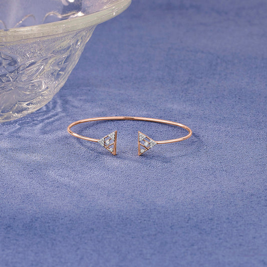 Dual Peaks Diamond & Gold Oval Bracelet for Women