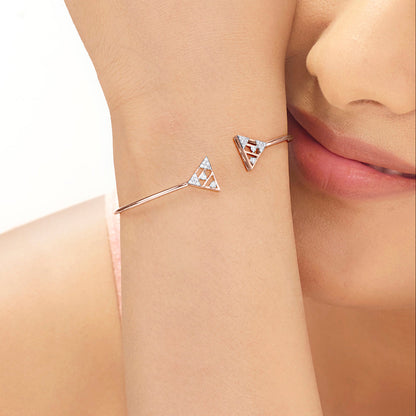 Dual Peaks Diamond & Gold Oval Bracelet for Women