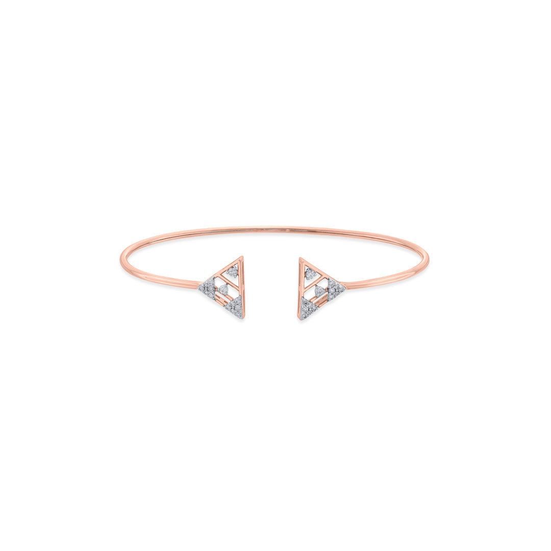 Dual Peaks Diamond & Gold Oval Bracelet for Women