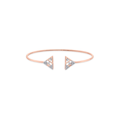 Dual Peaks Diamond & Gold Oval Bracelet for Women
