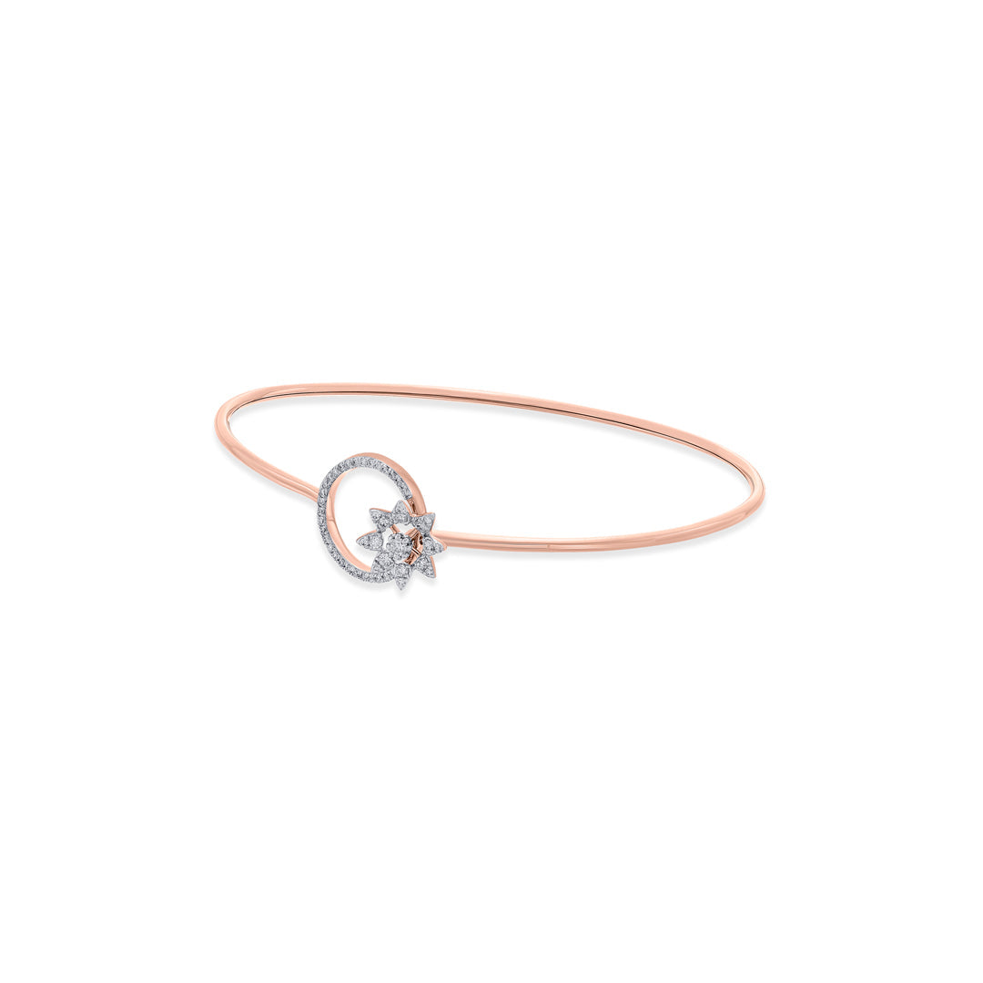 Floral Halo Diamond & Gold Oval Bracelet for Women