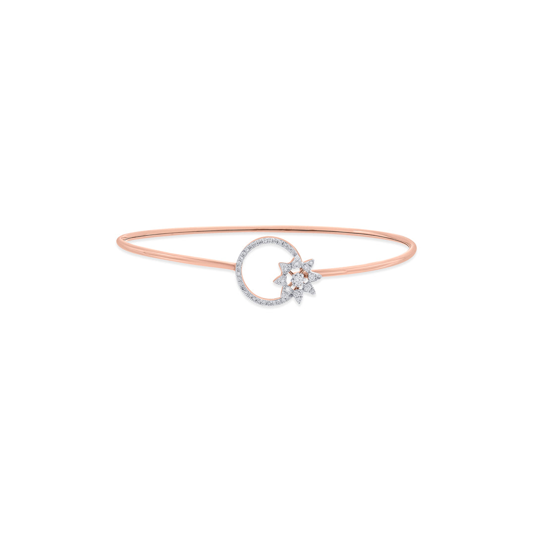 Floral Halo Diamond & Gold Oval Bracelet for Women