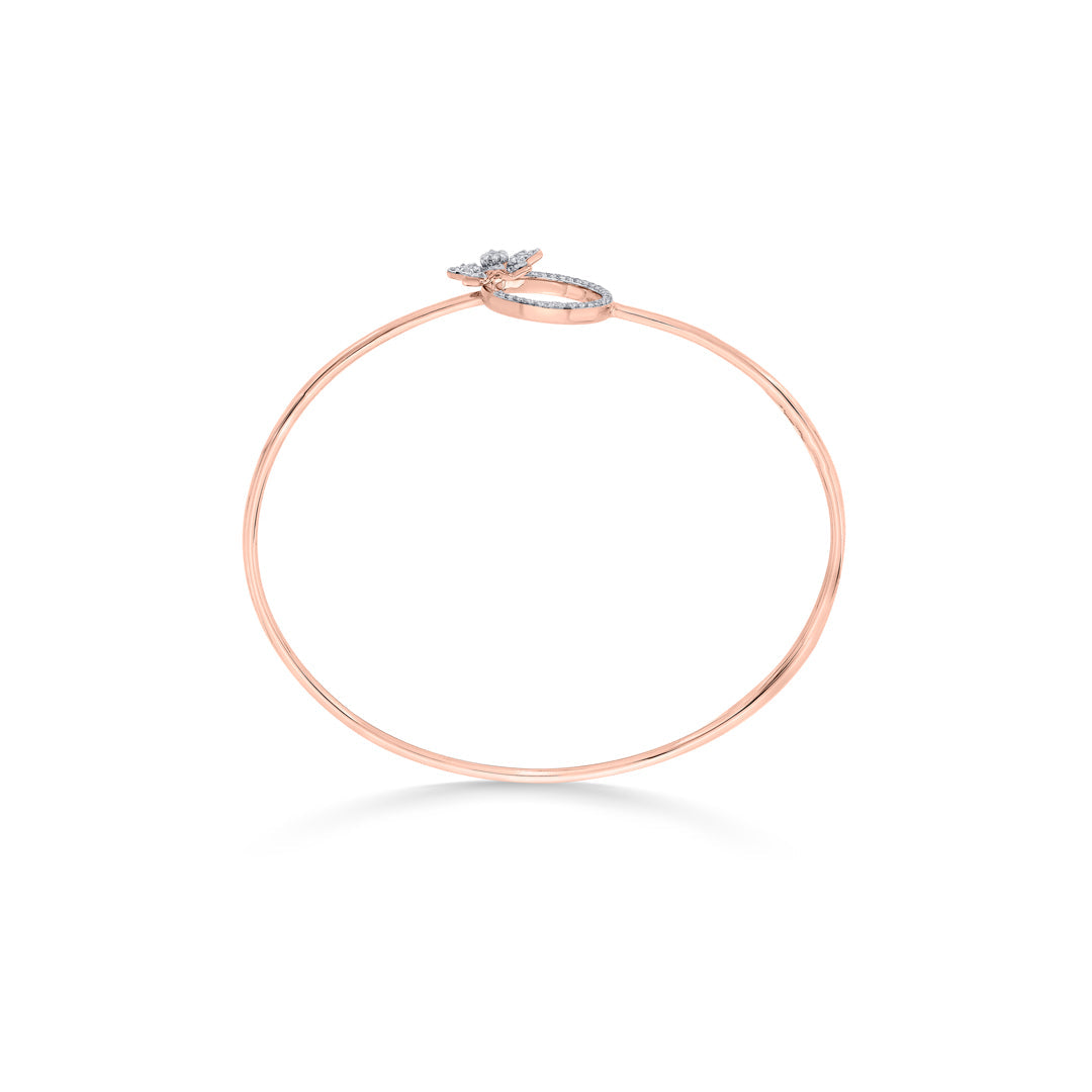 Floral Halo Diamond & Gold Oval Bracelet for Women
