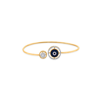 Evil Eye Charm Diamond & Gold Oval Bracelet for Women