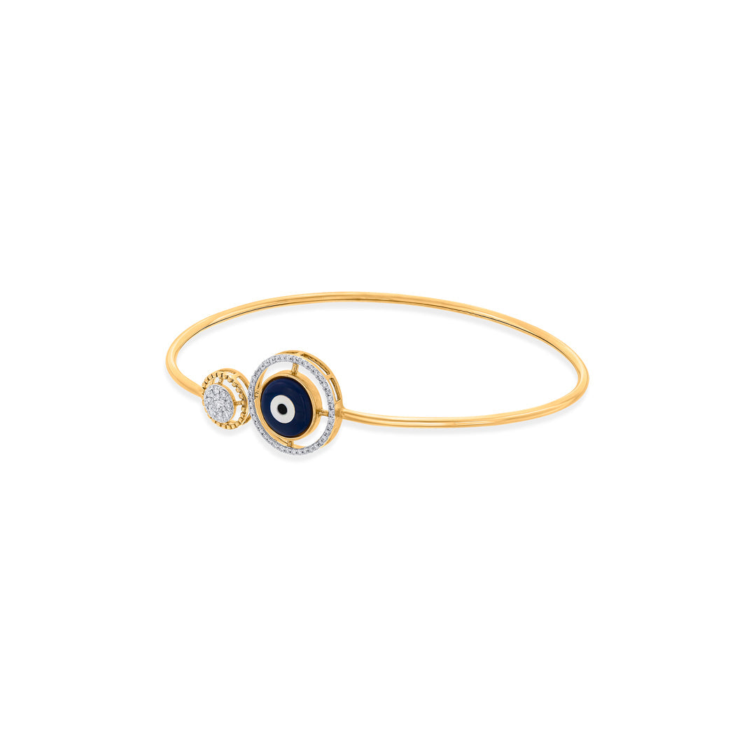 Evil Eye Charm Diamond & Gold Oval Bracelet for Women