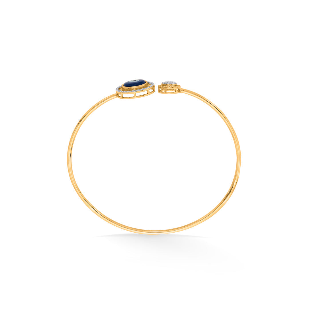 Evil Eye Charm Diamond & Gold Oval Bracelet for Women