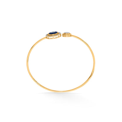 Evil Eye Charm Diamond & Gold Oval Bracelet for Women