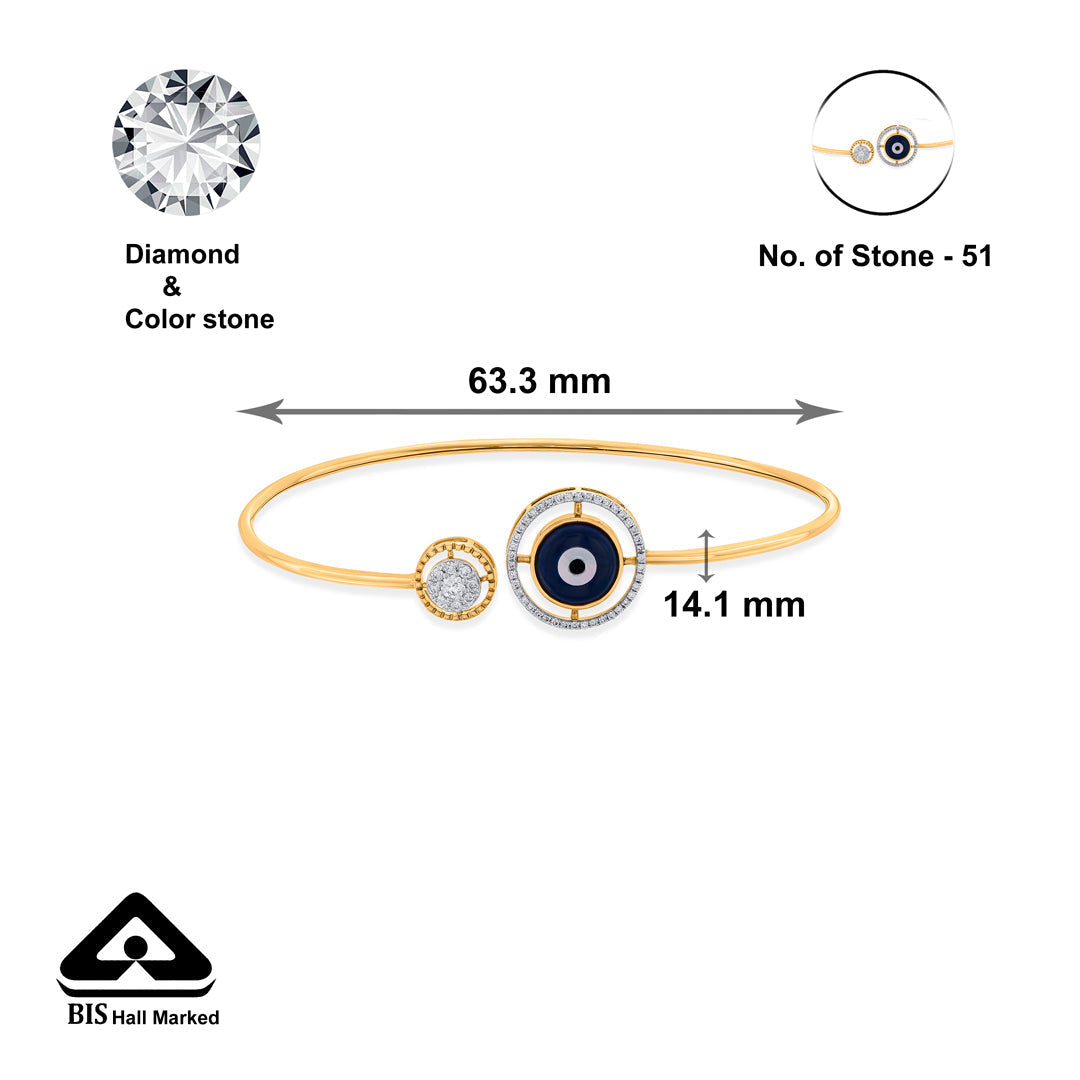 Evil Eye Charm Diamond & Gold Oval Bracelet for Women