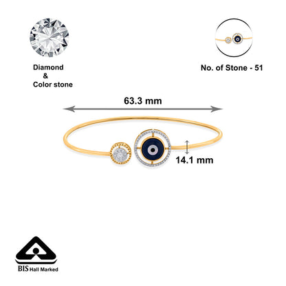 Evil Eye Charm Diamond & Gold Oval Bracelet for Women