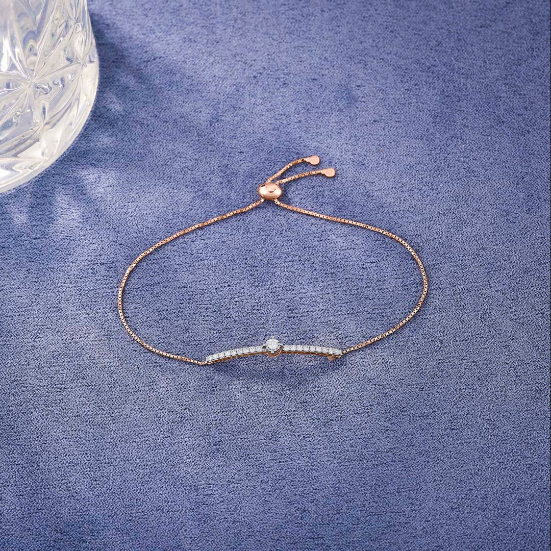 Shine Bar Diamond & Gold Flexible Bracelet for Women