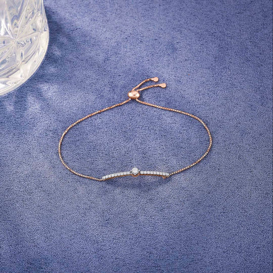 Shine Bar Diamond & Gold Flexible Bracelet for Women