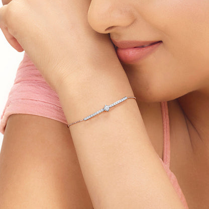 Shine Bar Diamond & Gold Flexible Bracelet for Women
