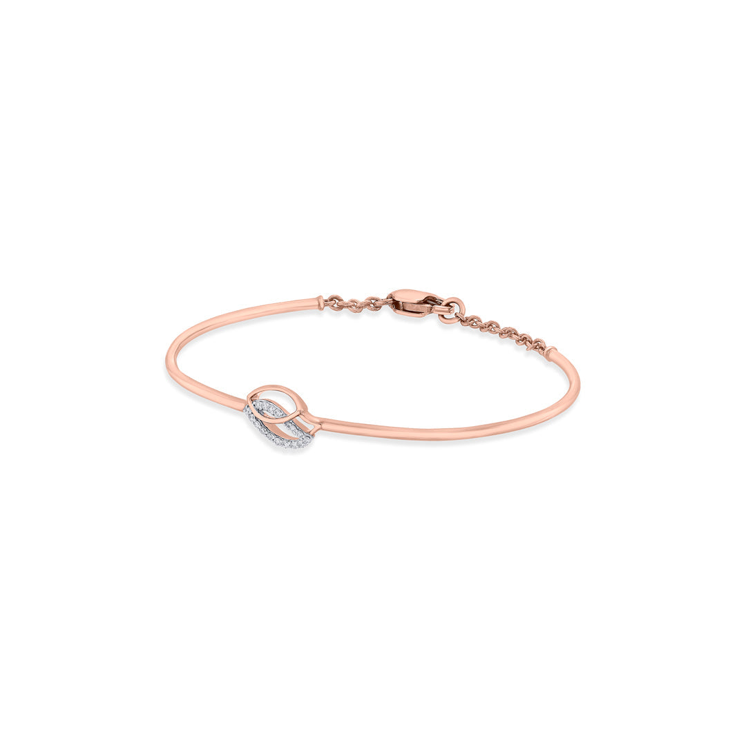 Leaf Glow Diamond & Gold Flexible Bracelet for Women