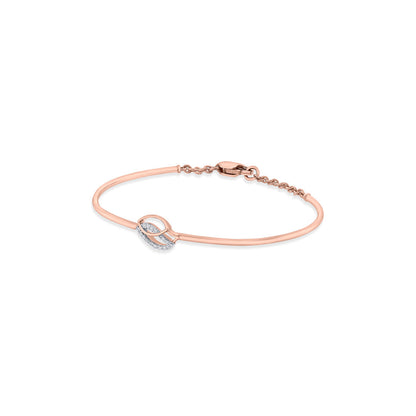 Leaf Glow Diamond & Gold Flexible Bracelet for Women